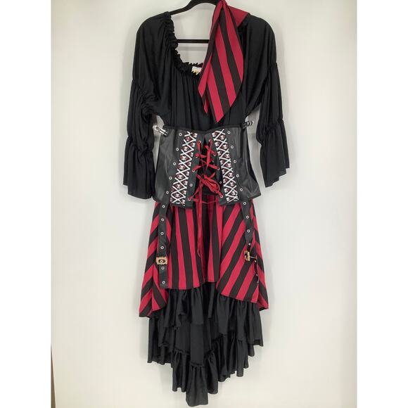 California Costumes Womens Plus 3X Black Red Pirate Wench Dress Halloween K30-16 - Picture 2 of 8